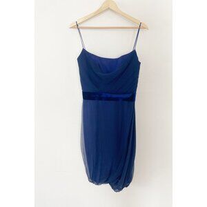 Pamella Roland Bubble Hem Cocktail Dress Blue